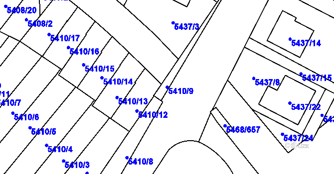 Parcela st. 5410/9 v KÚ Jihlava, Katastrální mapa