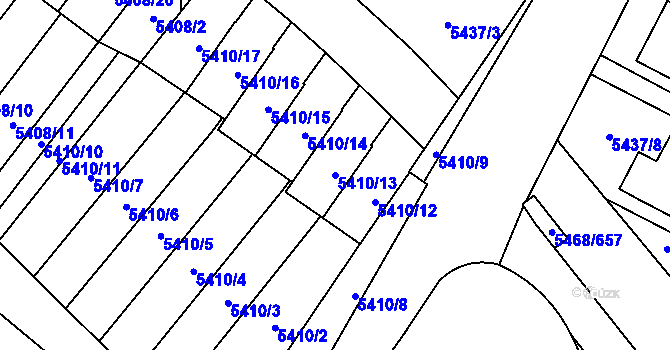 Parcela st. 5410/13 v KÚ Jihlava, Katastrální mapa