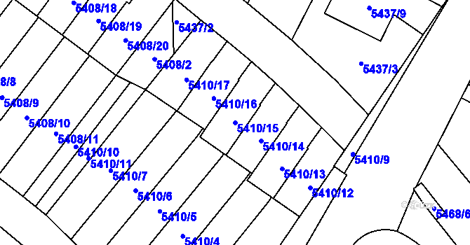 Parcela st. 5410/15 v KÚ Jihlava, Katastrální mapa