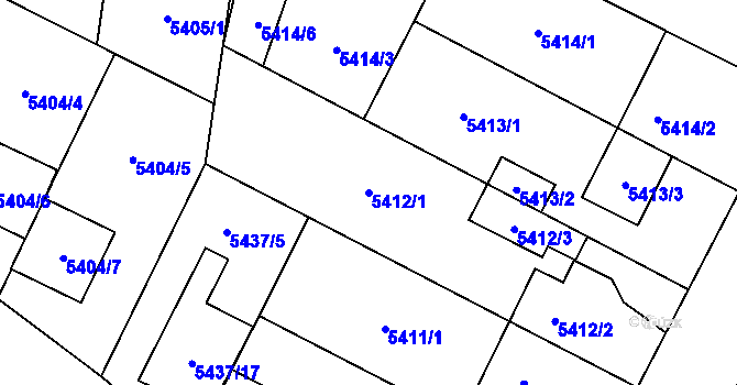 Parcela st. 5412/1 v KÚ Jihlava, Katastrální mapa