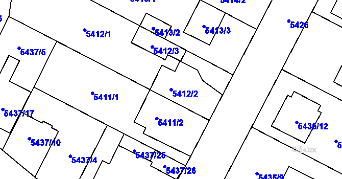 Parcela st. 5412/2 v KÚ Jihlava, Katastrální mapa
