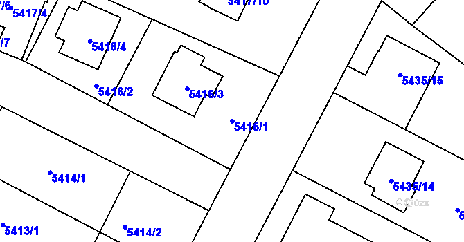 Parcela st. 5416/1 v KÚ Jihlava, Katastrální mapa