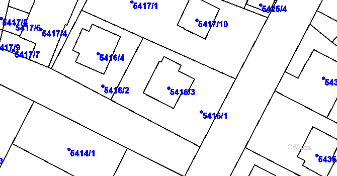 Parcela st. 5416/3 v KÚ Jihlava, Katastrální mapa
