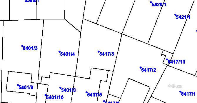 Parcela st. 5417/3 v KÚ Jihlava, Katastrální mapa