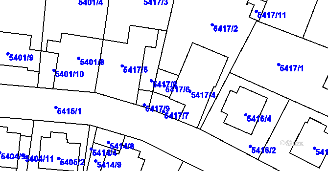 Parcela st. 5417/6 v KÚ Jihlava, Katastrální mapa