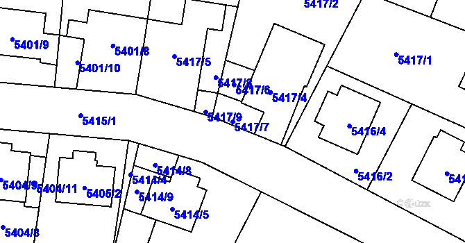 Parcela st. 5417/7 v KÚ Jihlava, Katastrální mapa