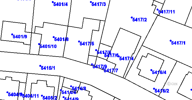 Parcela st. 5417/8 v KÚ Jihlava, Katastrální mapa