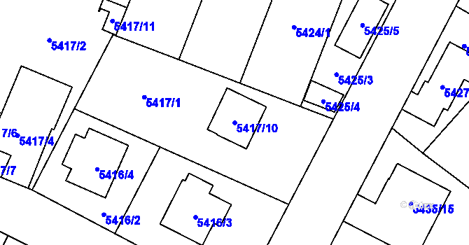 Parcela st. 5417/10 v KÚ Jihlava, Katastrální mapa