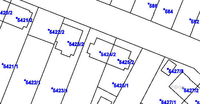 Parcela st. 5424/2 v KÚ Jihlava, Katastrální mapa