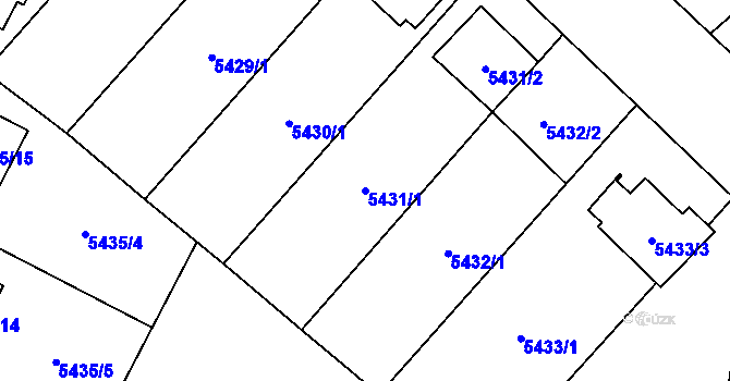 Parcela st. 5431/1 v KÚ Jihlava, Katastrální mapa