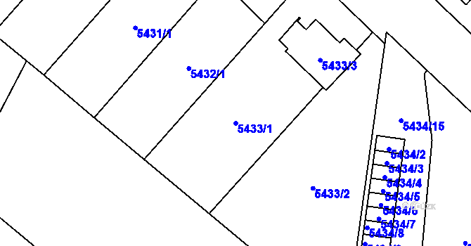 Parcela st. 5433/1 v KÚ Jihlava, Katastrální mapa