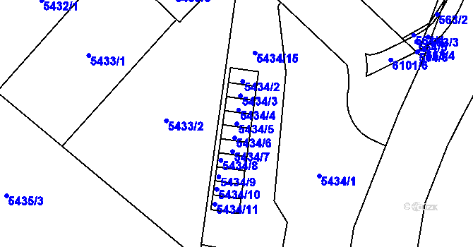 Parcela st. 5434/5 v KÚ Jihlava, Katastrální mapa