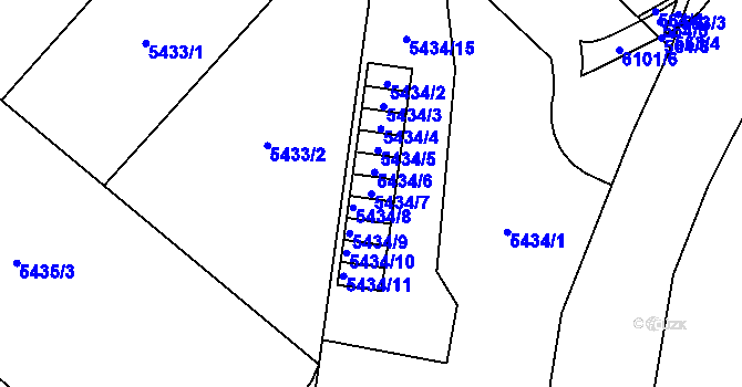 Parcela st. 5434/7 v KÚ Jihlava, Katastrální mapa