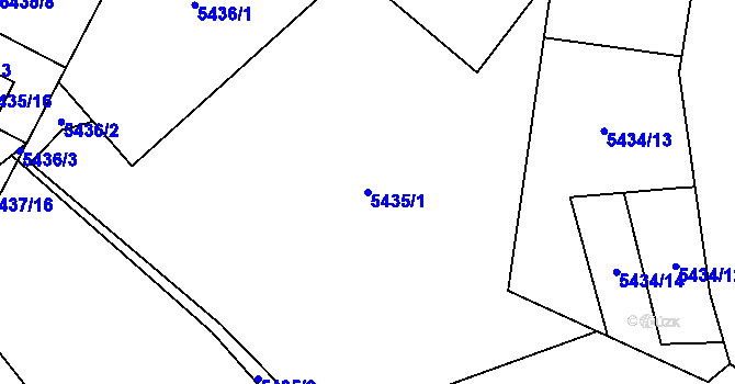 Parcela st. 5435/1 v KÚ Jihlava, Katastrální mapa