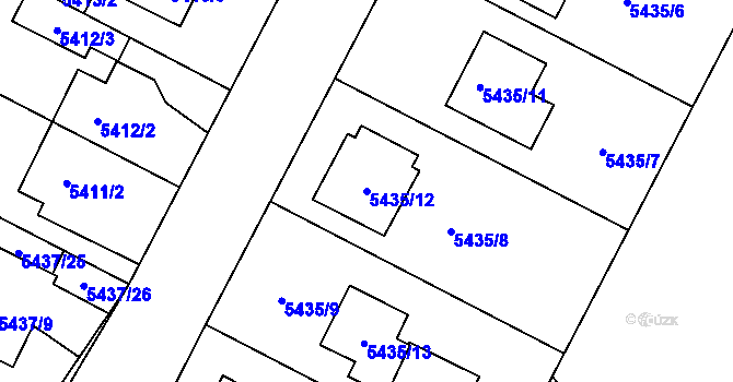 Parcela st. 5435/12 v KÚ Jihlava, Katastrální mapa