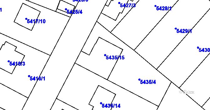 Parcela st. 5435/15 v KÚ Jihlava, Katastrální mapa