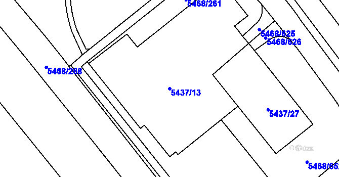 Parcela st. 5437/13 v KÚ Jihlava, Katastrální mapa