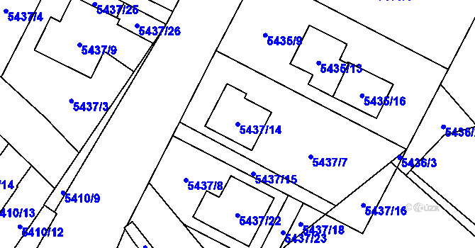 Parcela st. 5437/14 v KÚ Jihlava, Katastrální mapa