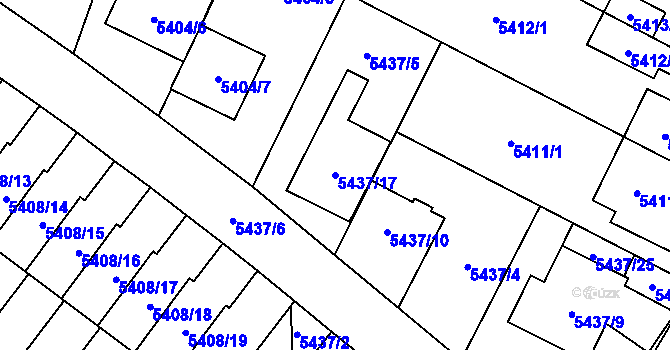 Parcela st. 5437/17 v KÚ Jihlava, Katastrální mapa