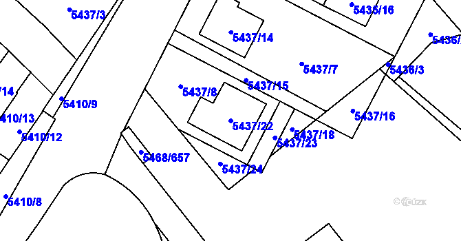 Parcela st. 5437/22 v KÚ Jihlava, Katastrální mapa
