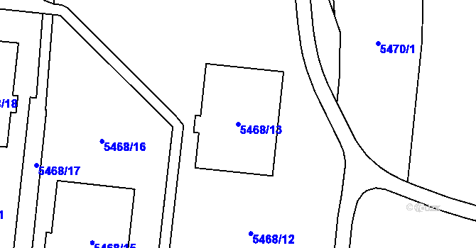 Parcela st. 5468/13 v KÚ Jihlava, Katastrální mapa