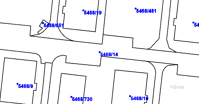 Parcela st. 5468/14 v KÚ Jihlava, Katastrální mapa