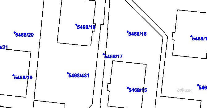 Parcela st. 5468/17 v KÚ Jihlava, Katastrální mapa