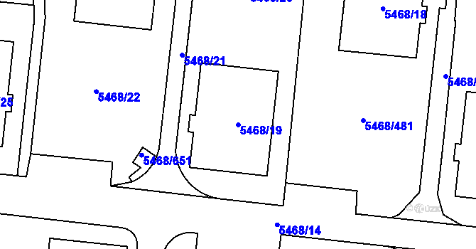 Parcela st. 5468/19 v KÚ Jihlava, Katastrální mapa