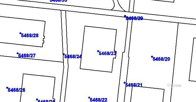 Parcela st. 5468/23 v KÚ Jihlava, Katastrální mapa