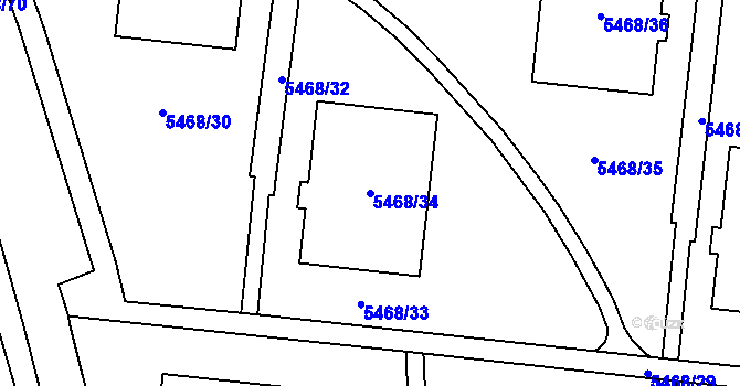 Parcela st. 5468/34 v KÚ Jihlava, Katastrální mapa