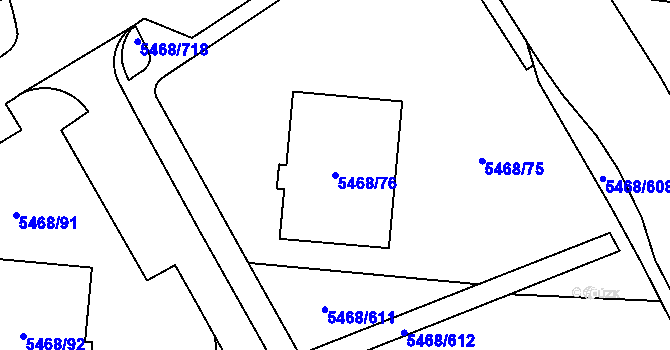 Parcela st. 5468/76 v KÚ Jihlava, Katastrální mapa