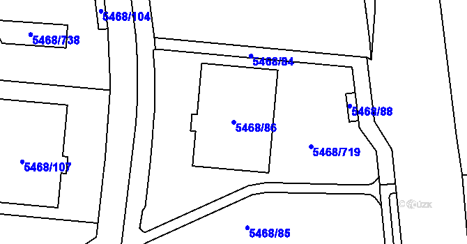 Parcela st. 5468/86 v KÚ Jihlava, Katastrální mapa