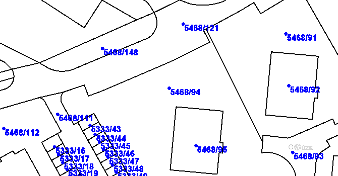 Parcela st. 5468/94 v KÚ Jihlava, Katastrální mapa