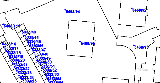 Parcela st. 5468/95 v KÚ Jihlava, Katastrální mapa