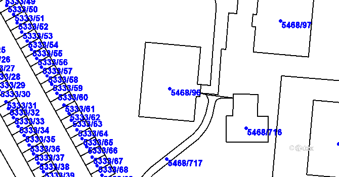 Parcela st. 5468/96 v KÚ Jihlava, Katastrální mapa