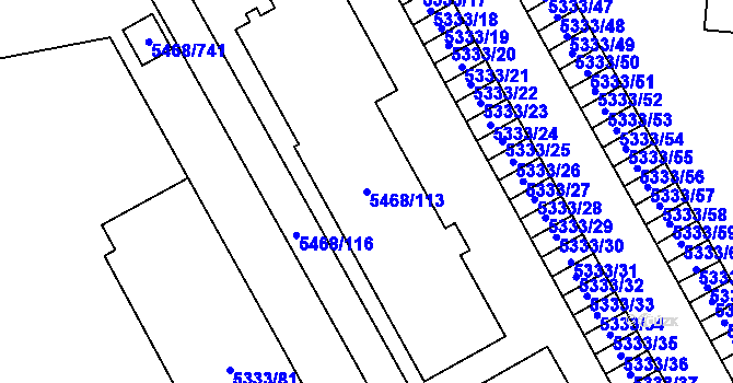 Parcela st. 5468/113 v KÚ Jihlava, Katastrální mapa