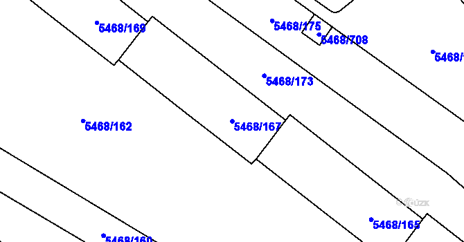 Parcela st. 5468/167 v KÚ Jihlava, Katastrální mapa