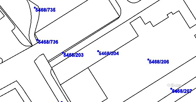 Parcela st. 5468/204 v KÚ Jihlava, Katastrální mapa