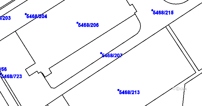 Parcela st. 5468/207 v KÚ Jihlava, Katastrální mapa