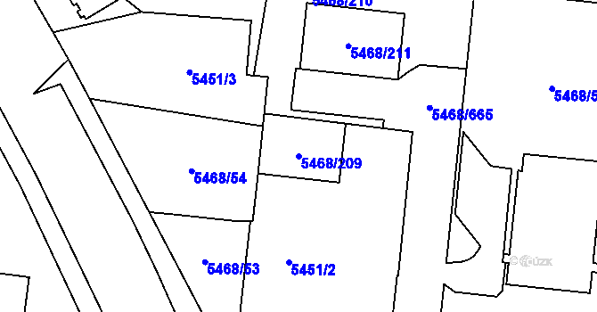 Parcela st. 5468/209 v KÚ Jihlava, Katastrální mapa