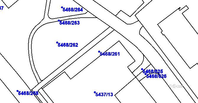 Parcela st. 5468/261 v KÚ Jihlava, Katastrální mapa
