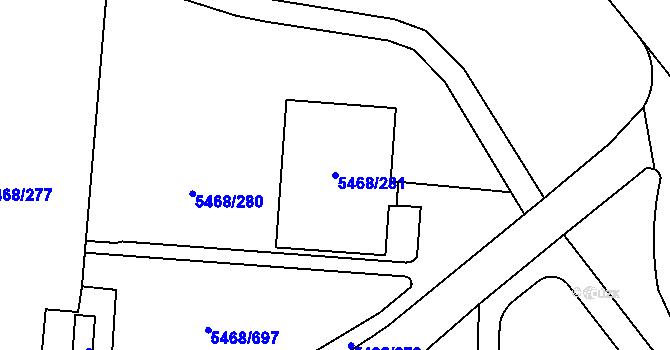Parcela st. 5468/281 v KÚ Jihlava, Katastrální mapa
