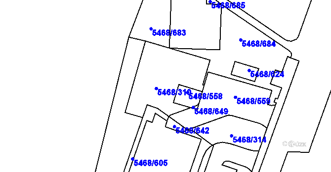 Parcela st. 5468/309 v KÚ Jihlava, Katastrální mapa