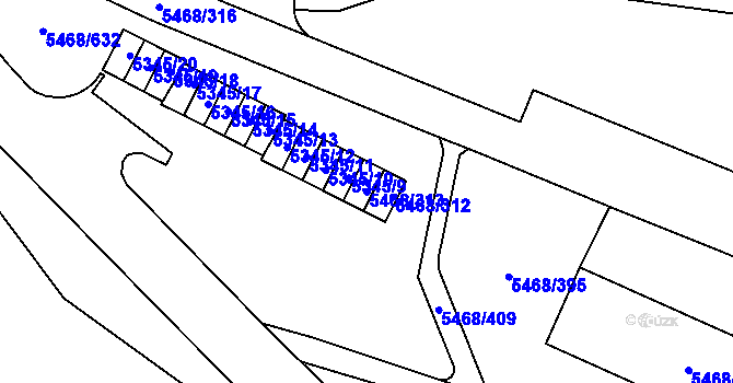 Parcela st. 5468/313 v KÚ Jihlava, Katastrální mapa