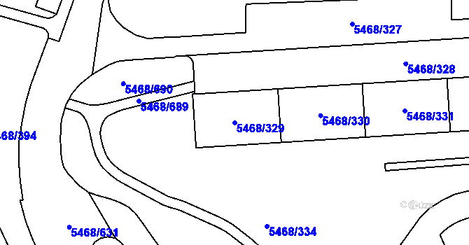 Parcela st. 5468/329 v KÚ Jihlava, Katastrální mapa