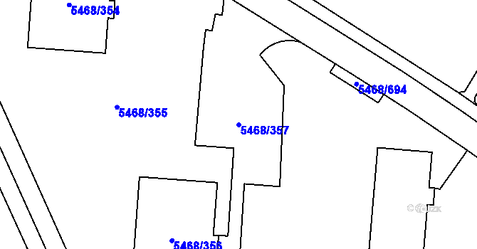 Parcela st. 5468/357 v KÚ Jihlava, Katastrální mapa