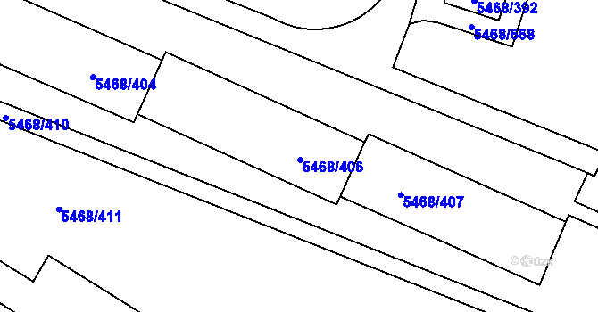 Parcela st. 5468/406 v KÚ Jihlava, Katastrální mapa