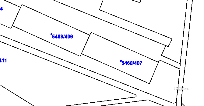 Parcela st. 5468/407 v KÚ Jihlava, Katastrální mapa