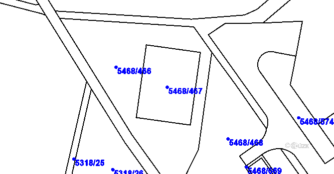 Parcela st. 5468/467 v KÚ Jihlava, Katastrální mapa