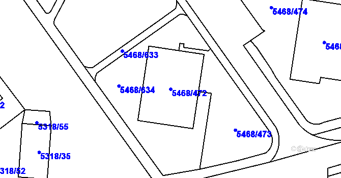 Parcela st. 5468/472 v KÚ Jihlava, Katastrální mapa